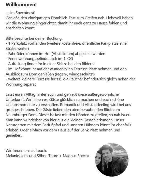 萨勒河畔瑙姆堡Spechtnest公寓 外观 照片